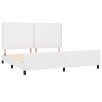 Produktbild för Sängram med huvudgavel vit 200x200 cm konstläder