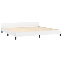 Produktbild för Sängram med huvudgavel vit 200x200 cm konstläder