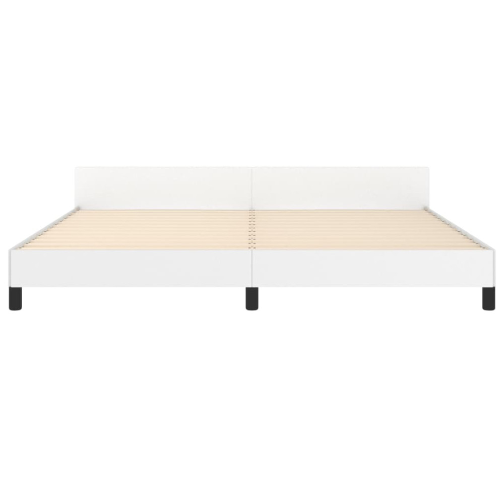 Produktbild för Sängram med huvudgavel vit 200x200 cm konstläder