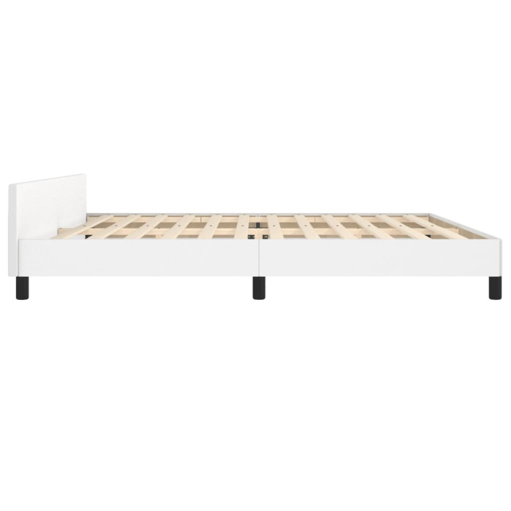 Produktbild för Sängram med huvudgavel vit 200x200 cm konstläder