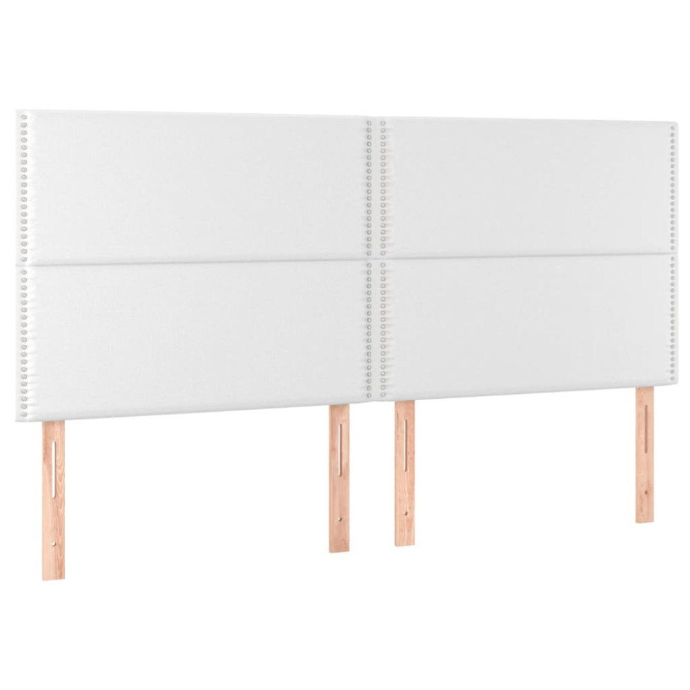 Produktbild för Sängram med huvudgavel vit 200x200 cm konstläder