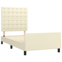 Produktbild för Sängram med huvudgavel gräddvit 80x200 cm konstläder