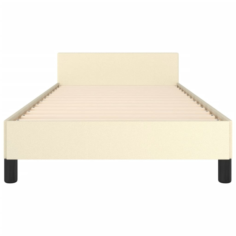 Produktbild för Sängram med huvudgavel gräddvit 80x200 cm konstläder