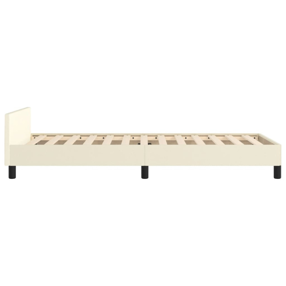 Produktbild för Sängram med huvudgavel gräddvit 80x200 cm konstläder