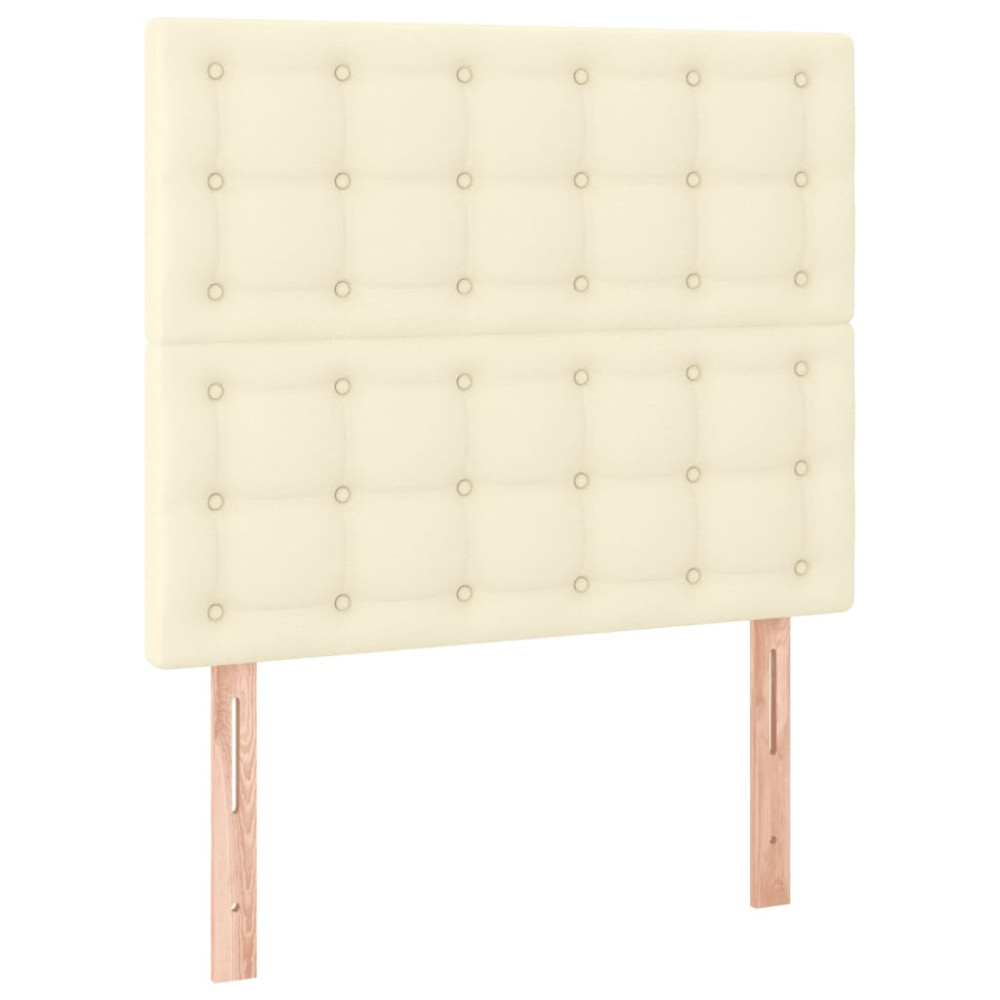 Produktbild för Sängram med huvudgavel gräddvit 80x200 cm konstläder