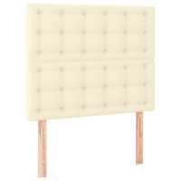 Produktbild för Sängram med huvudgavel gräddvit 80x200 cm konstläder