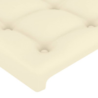 Produktbild för Sängram med huvudgavel gräddvit 80x200 cm konstläder