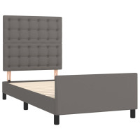 Produktbild för Sängram med huvudgavel grå 80x200 cm konstläder
