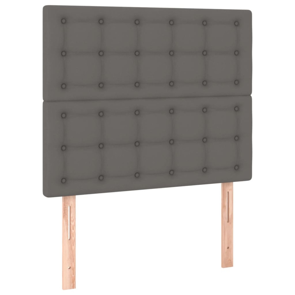 Produktbild för Sängram med huvudgavel grå 80x200 cm konstläder