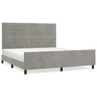 Produktbild för Sängram utan madrass ljusgrå 160x200 cm sammet