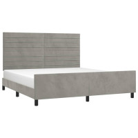 Produktbild för Sängram utan madrass ljusgrå 160x200 cm sammet