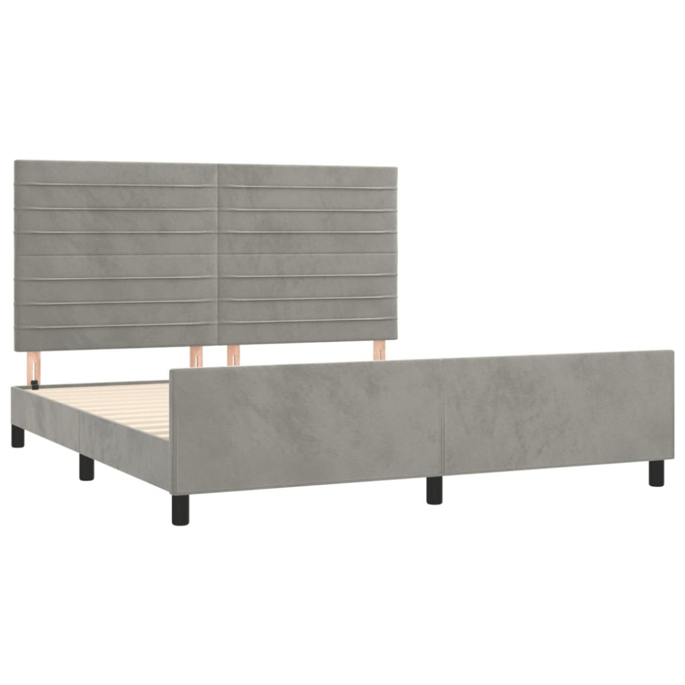 Produktbild för Sängram utan madrass ljusgrå 160x200 cm sammet