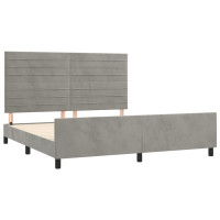 Produktbild för Sängram utan madrass ljusgrå 160x200 cm sammet