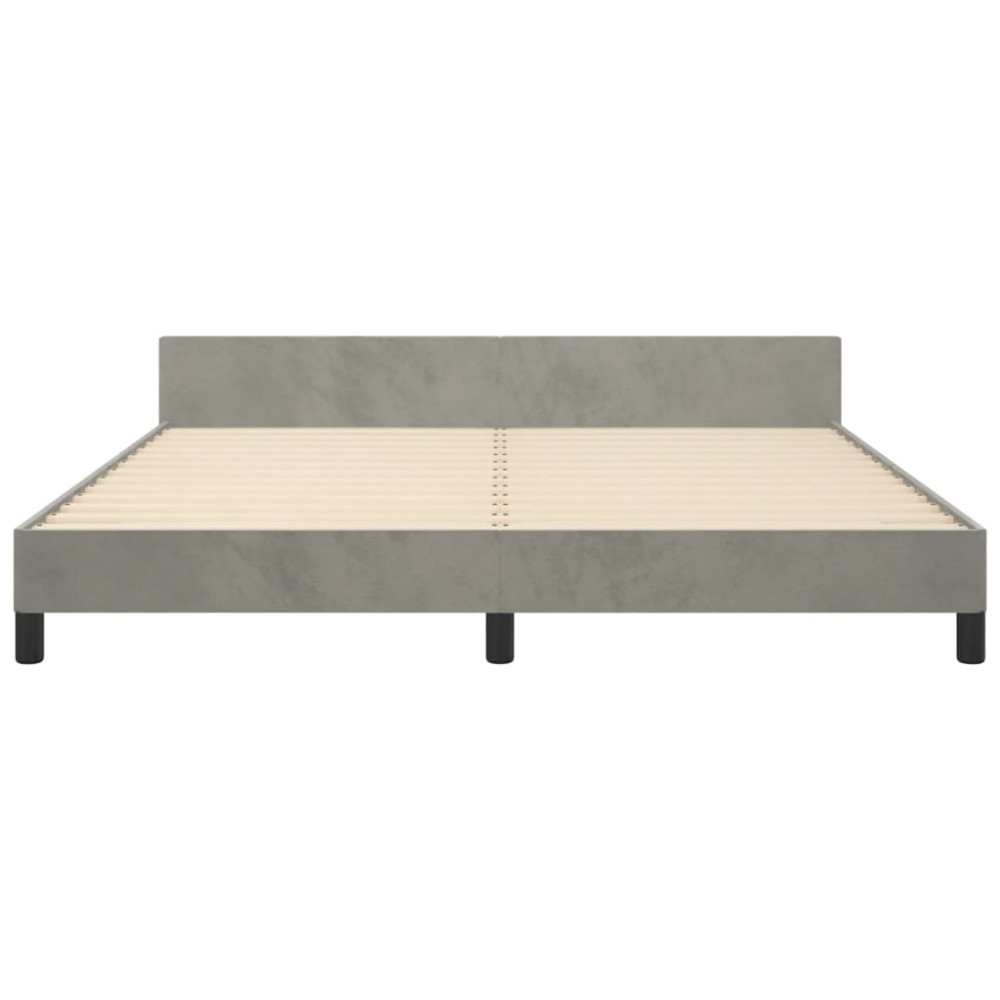 Produktbild för Sängram utan madrass ljusgrå 160x200 cm sammet