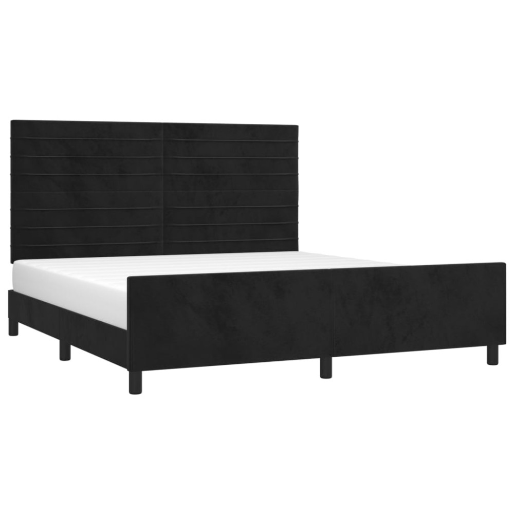 Produktbild för Sängram utan madrass svart 160x200 cm sammet