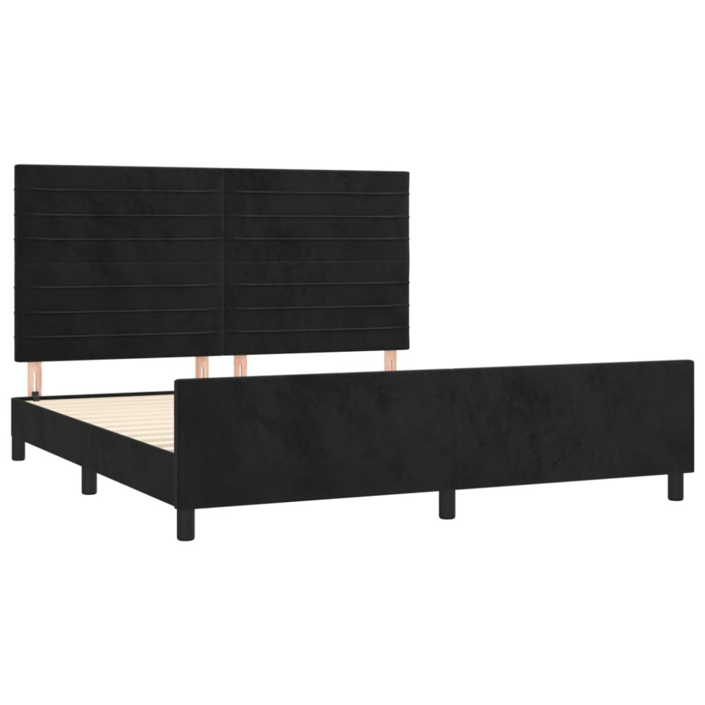 Produktbild för Sängram utan madrass svart 160x200 cm sammet
