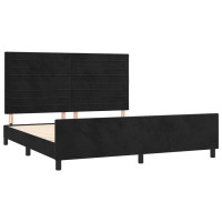 Produktbild för Sängram utan madrass svart 160x200 cm sammet