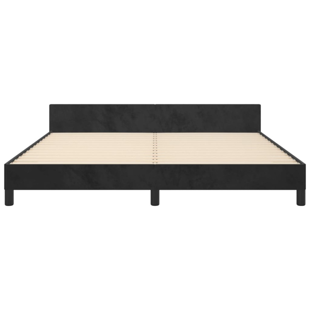 Produktbild för Sängram utan madrass svart 160x200 cm sammet