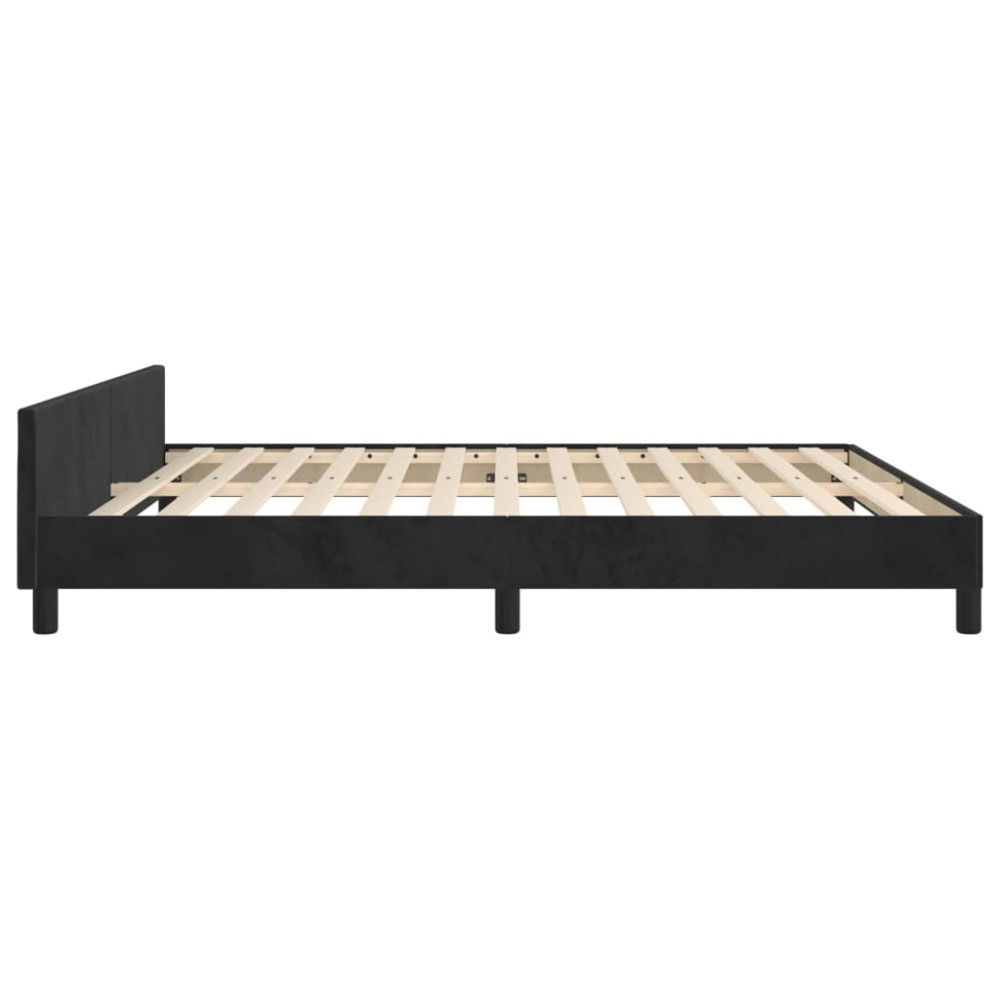 Produktbild för Sängram utan madrass svart 160x200 cm sammet
