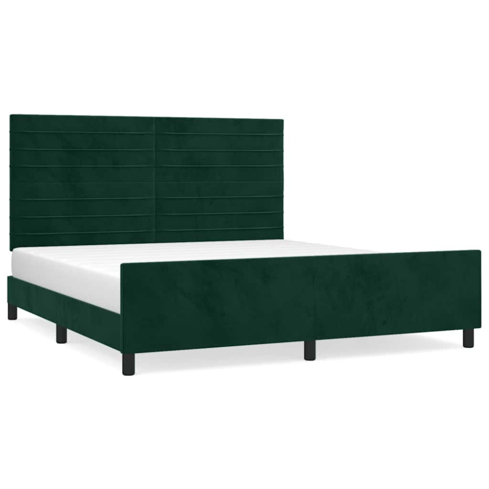 Produktbild för Sängram utan madrass mörkgrön 160x200 cm sammet