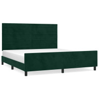 Produktbild för Sängram utan madrass mörkgrön 160x200 cm sammet