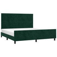 Produktbild för Sängram utan madrass mörkgrön 160x200 cm sammet