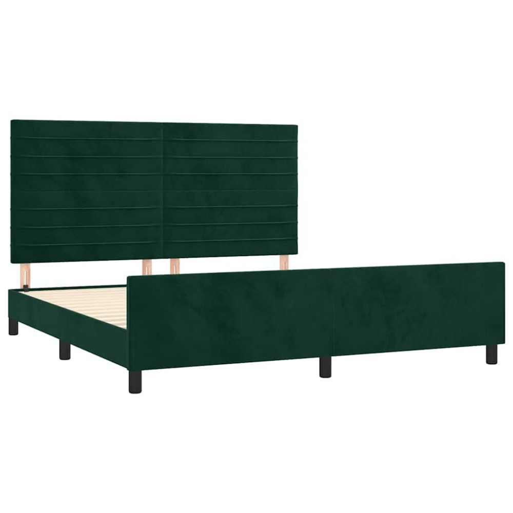 Produktbild för Sängram utan madrass mörkgrön 160x200 cm sammet