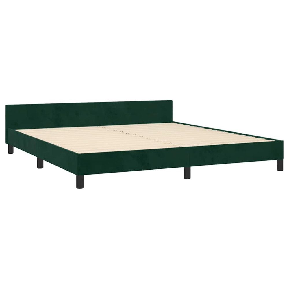 Produktbild för Sängram utan madrass mörkgrön 160x200 cm sammet