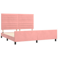 Produktbild för Sängram med huvudgavel rosa 160x200 cm sammet