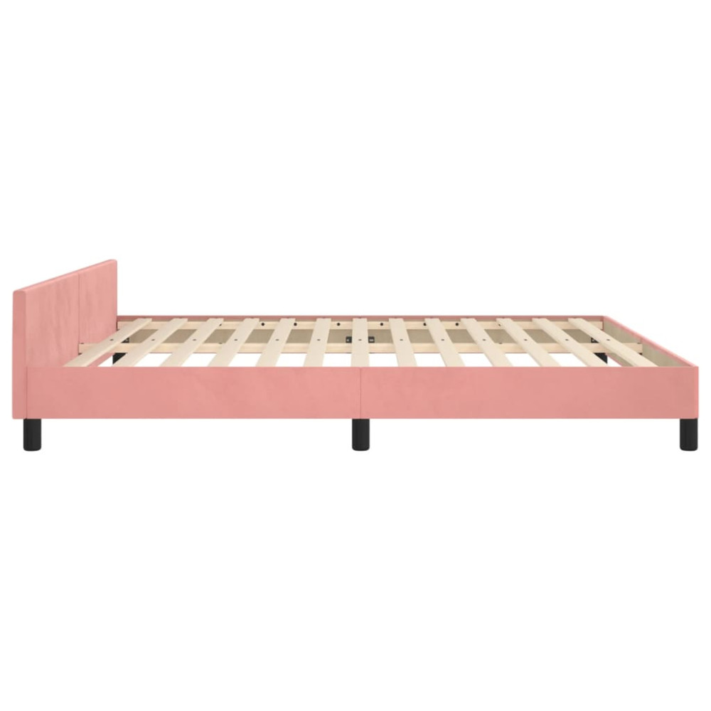 Produktbild för Sängram med huvudgavel rosa 160x200 cm sammet