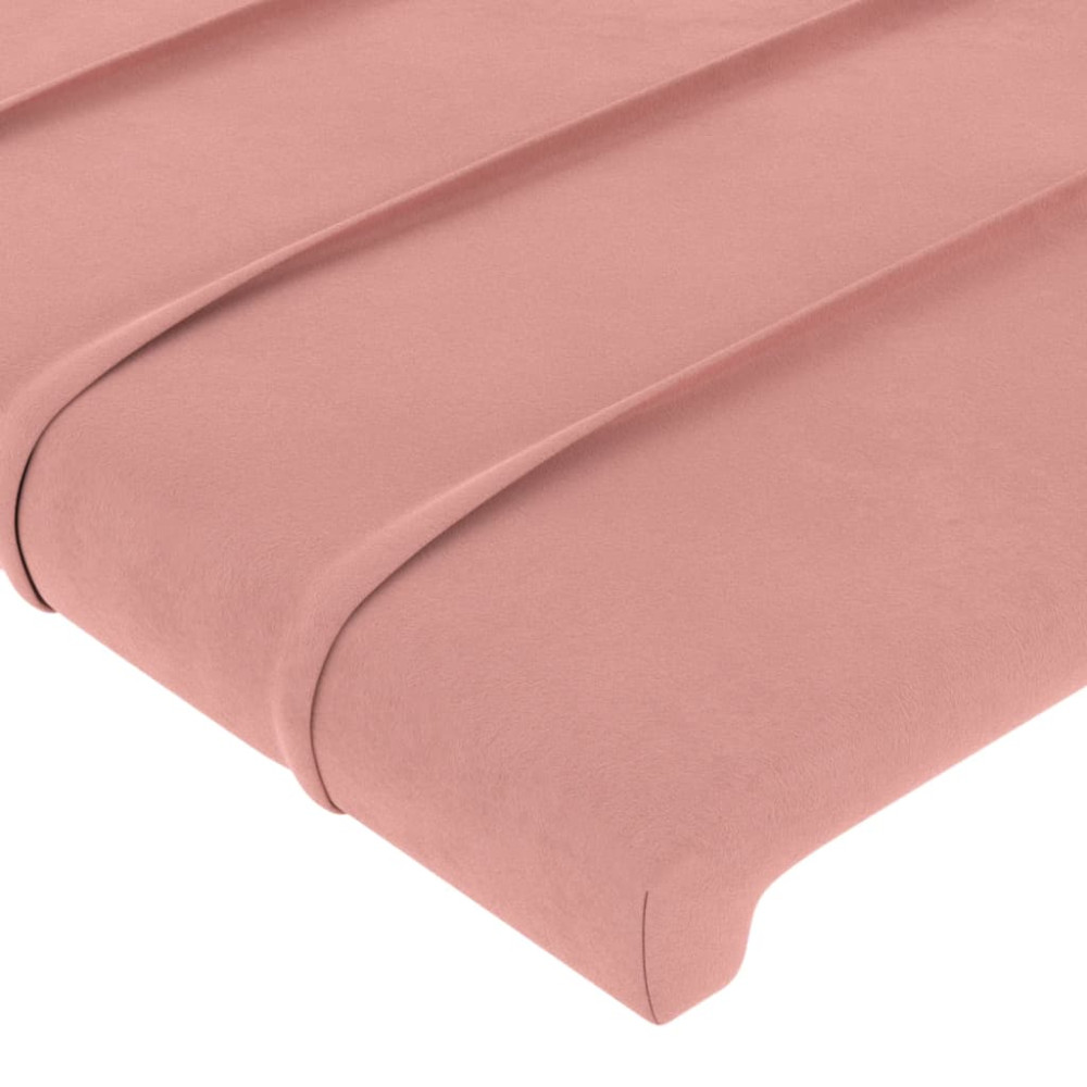 Produktbild för Sängram med huvudgavel rosa 160x200 cm sammet
