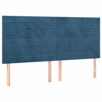 Produktbild för Sängram med huvudgavel mörkblå 200x200 cm sammet