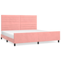 Produktbild för Sängram med huvudgavel rosa 200x200 cm sammet