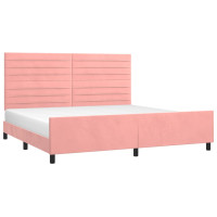 Produktbild för Sängram med huvudgavel rosa 200x200 cm sammet