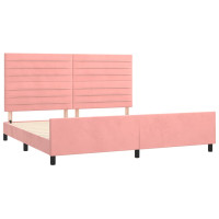 Produktbild för Sängram med huvudgavel rosa 200x200 cm sammet