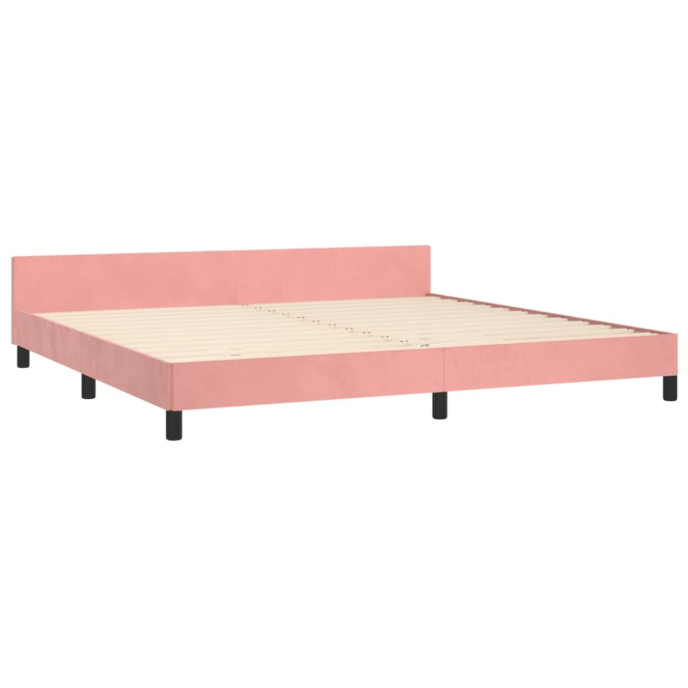 Produktbild för Sängram med huvudgavel rosa 200x200 cm sammet
