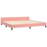 Produktbild för Sängram med huvudgavel rosa 200x200 cm sammet