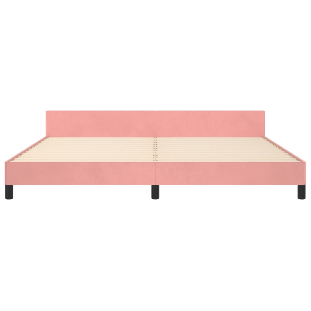 Produktbild för Sängram med huvudgavel rosa 200x200 cm sammet