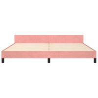 Produktbild för Sängram med huvudgavel rosa 200x200 cm sammet
