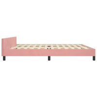 Produktbild för Sängram med huvudgavel rosa 200x200 cm sammet