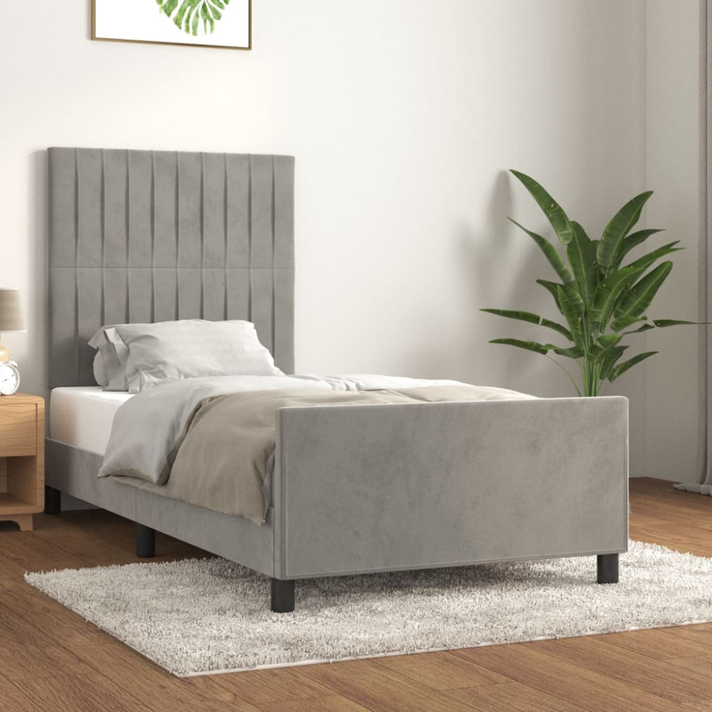 Produktbild för Sängram utan madrass ljusgrå 80x200 cm sammet