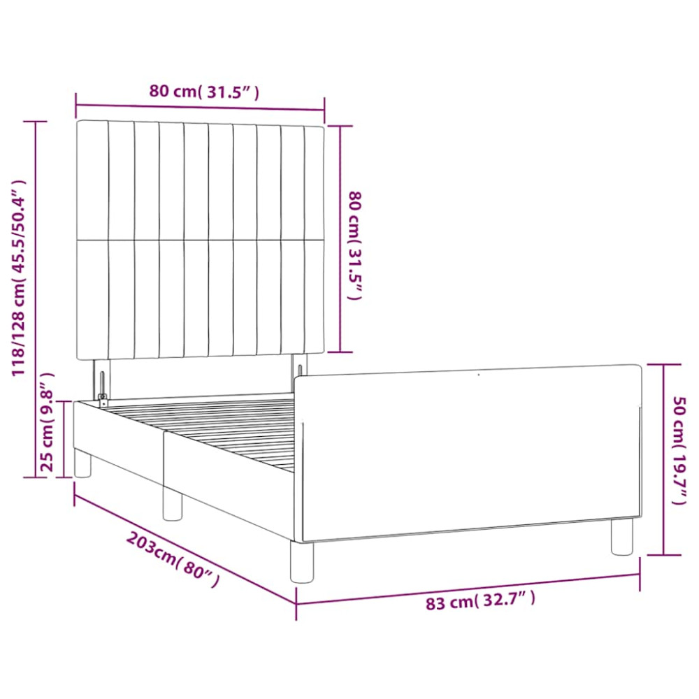 Produktbild för Sängram utan madrass mörkgrön 80x200 cm sammet