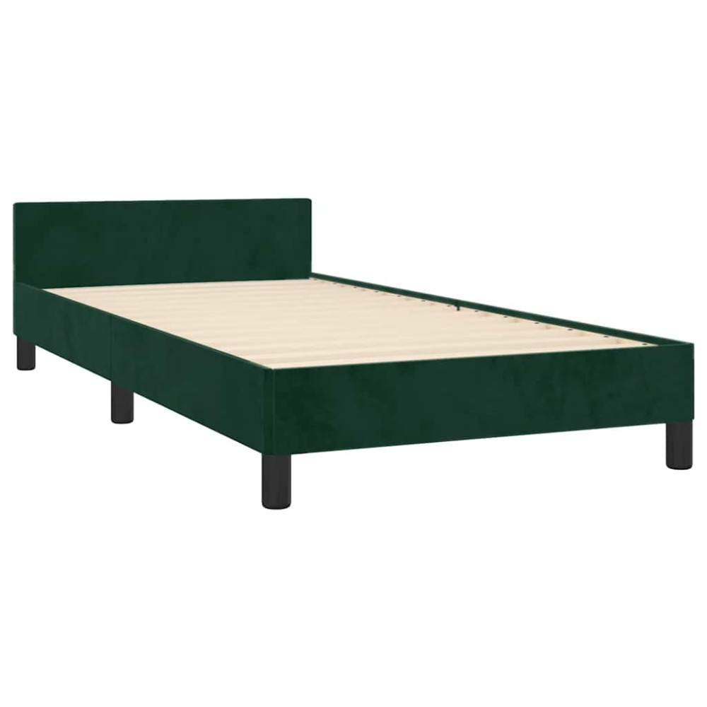 Produktbild för Sängram utan madrass mörkgrön 80x200 cm sammet