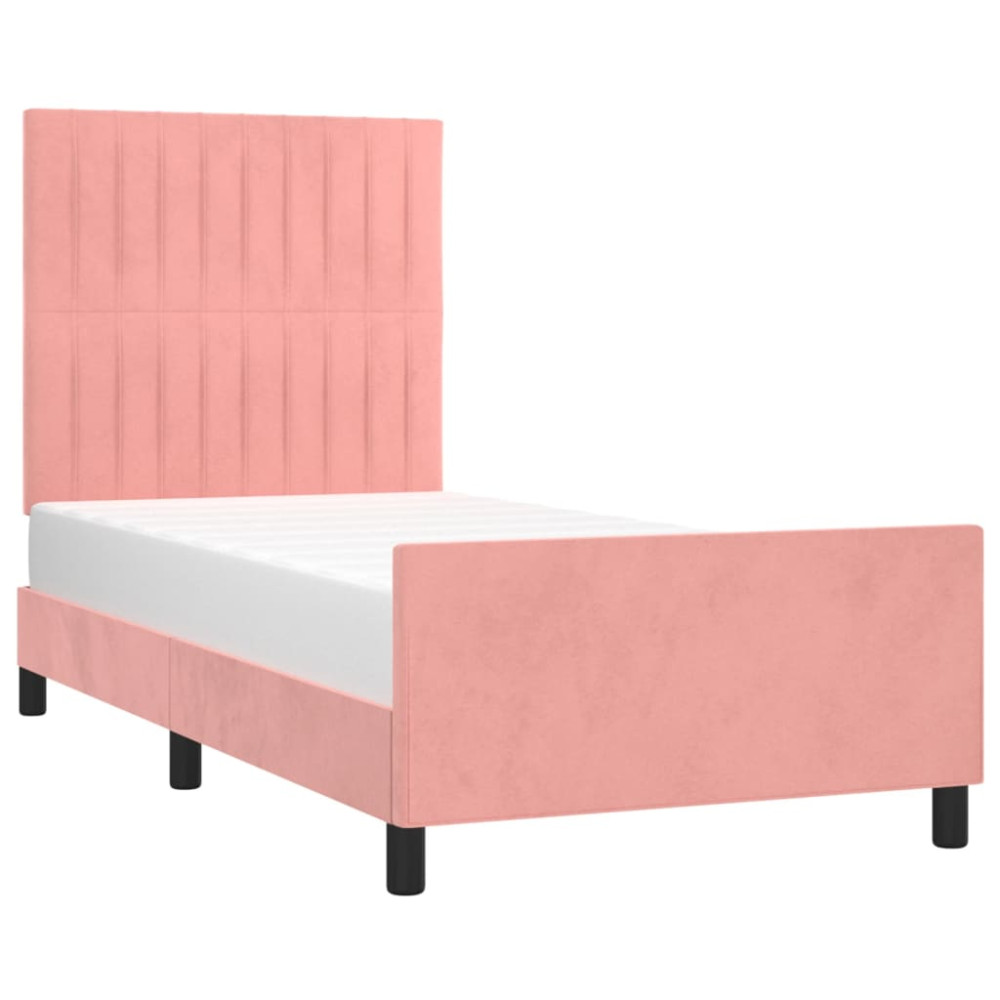 Produktbild för Sängram med huvudgavel rosa 90x200 cm sammet