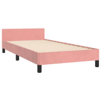 Produktbild för Sängram med huvudgavel rosa 90x200 cm sammet