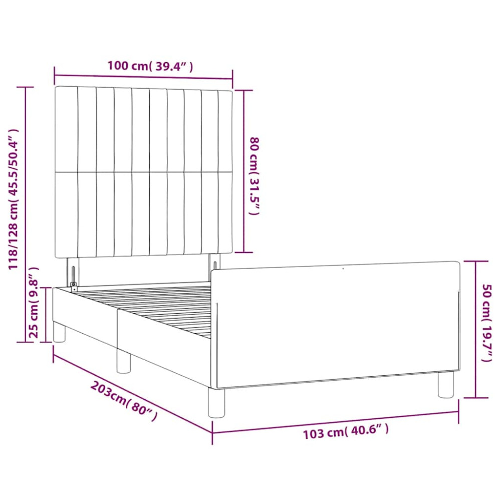 Produktbild för Sängram utan madrass mörkgrön 100x200 cm sammet