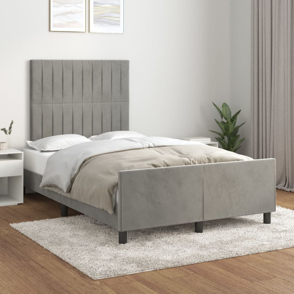 Produktbild för Sängram utan madrass ljusgrå 120x200 cm sammet