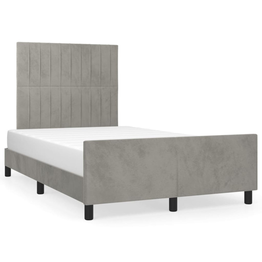 Produktbild för Sängram utan madrass ljusgrå 120x200 cm sammet