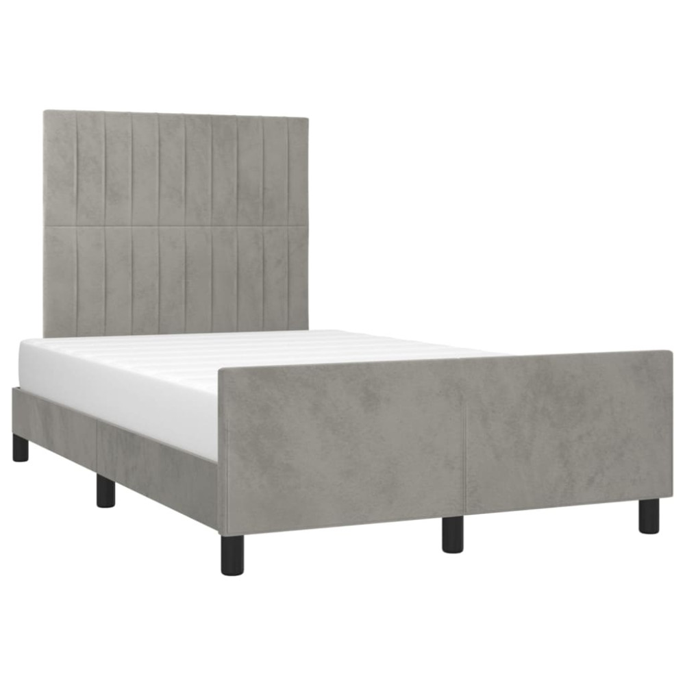 Produktbild för Sängram utan madrass ljusgrå 120x200 cm sammet