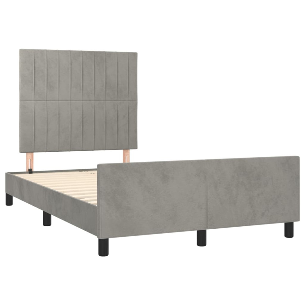 Produktbild för Sängram utan madrass ljusgrå 120x200 cm sammet